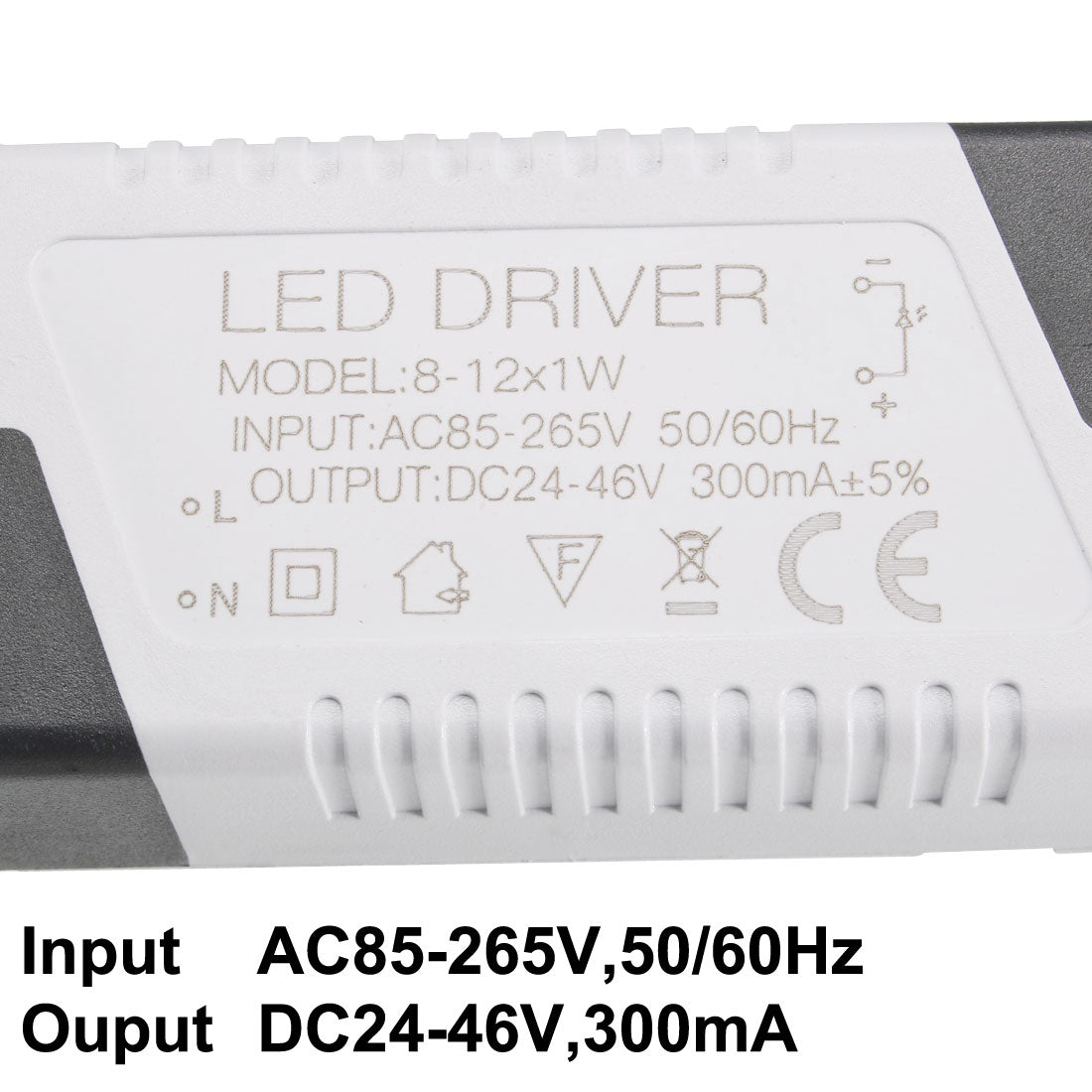 uxcell Uxcell 8-12W Constant Current 300mA High Power LED Driver AC 85-265V Output 24-46V DC Connector External Power Supply LED Ceiling Lamp Rectifier Transformer