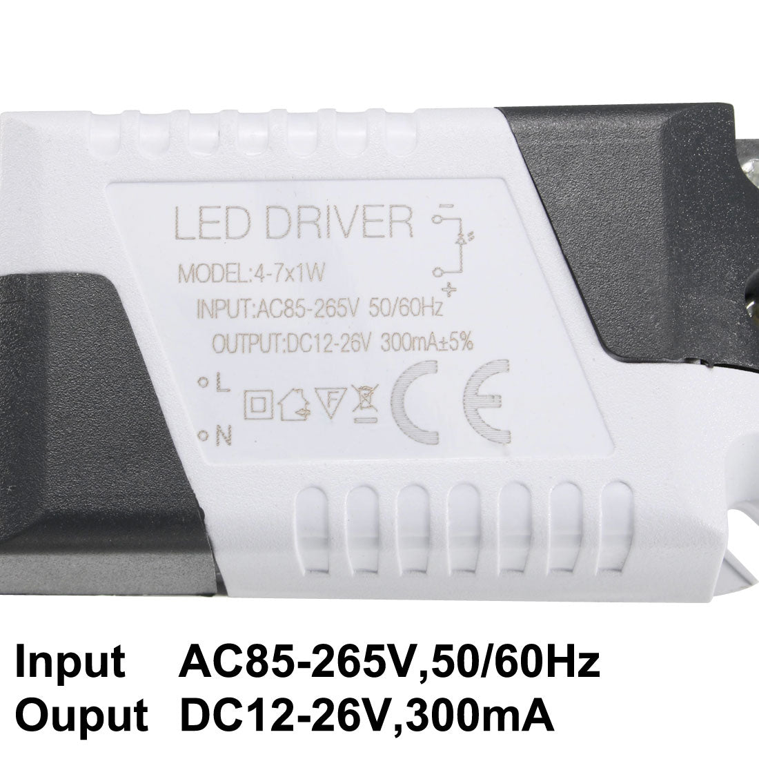 uxcell Uxcell 4-7W Constant Current 300mA High Power LED Driver AC 85-265V Output 12-26V DC Connector External Power Supply LED Ceiling Lamp Rectifier Transformer