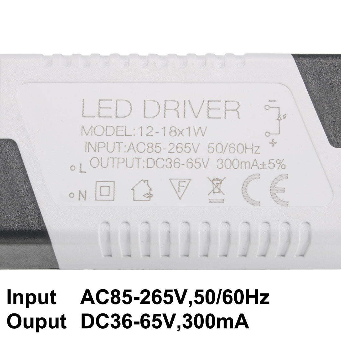 uxcell Uxcell 12-18W Constant Current 300mA High Power LED Driver AC 85-265V Output 36-65V DC Connector External Power Supply LED Ceiling Lamp Rectifier Transformer