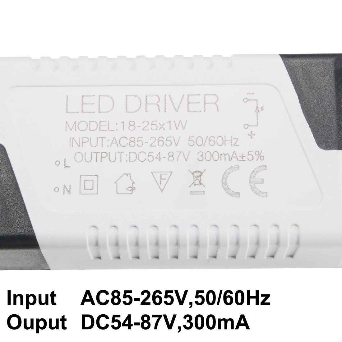 uxcell Uxcell 18-25W Constant Current 300mA High Power LED Driver AC 85-265V Output 54-87V DC Connector External Power Supply LED Ceiling Lamp Transformer 2Pcs