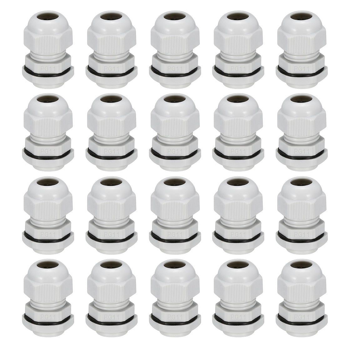 uxcell Uxcell 20Pcs PG11 M12 Cable Gland Waterproof Plastic Joint Adjustable Locknut White for 5mm-10mm,3-6.5mm Dia Cable Wire