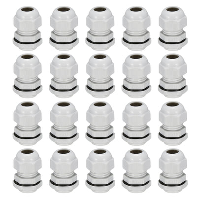 Harfington Uxcell 20Pcs PG11 M12 Cable Gland Waterproof Plastic Joint Adjustable Locknut White for 5mm-10mm,3-6.5mm Dia Cable Wire