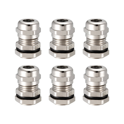 Harfington Uxcell 6Pcs PG7 Cable Gland Metal Waterproof Connector Wire Glands Joints for 3mm-6.5mm Dia Range