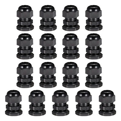 Harfington Uxcell 17Pcs M18 Cable Gland Waterproof Connector Plastic Wire Glands Joints Black for 5-10mm Dia Wires