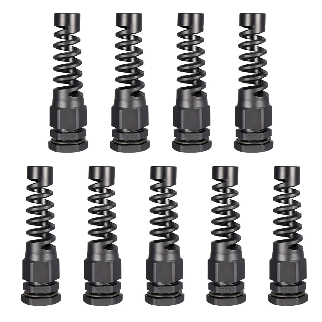 uxcell Uxcell 9Pcs PG13.5 Cable Gland Black Waterproof Plastic Joint with Strain Relief for 6mm-11mm Dia Wire