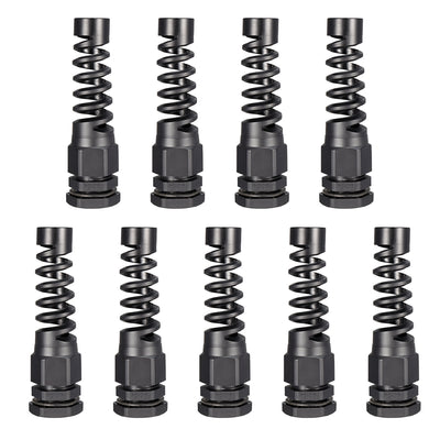 Harfington Uxcell 9Pcs PG13.5 Cable Gland Black Waterproof Plastic Joint with Strain Relief for 6mm-11mm Dia Wire