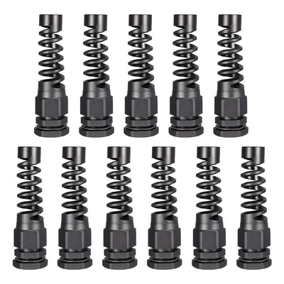 Harfington Uxcell 11Pcs PG13.5 Cable Gland Black Waterproof Plastic Joint with Strain Relief for 6mm-11mm Dia Wire