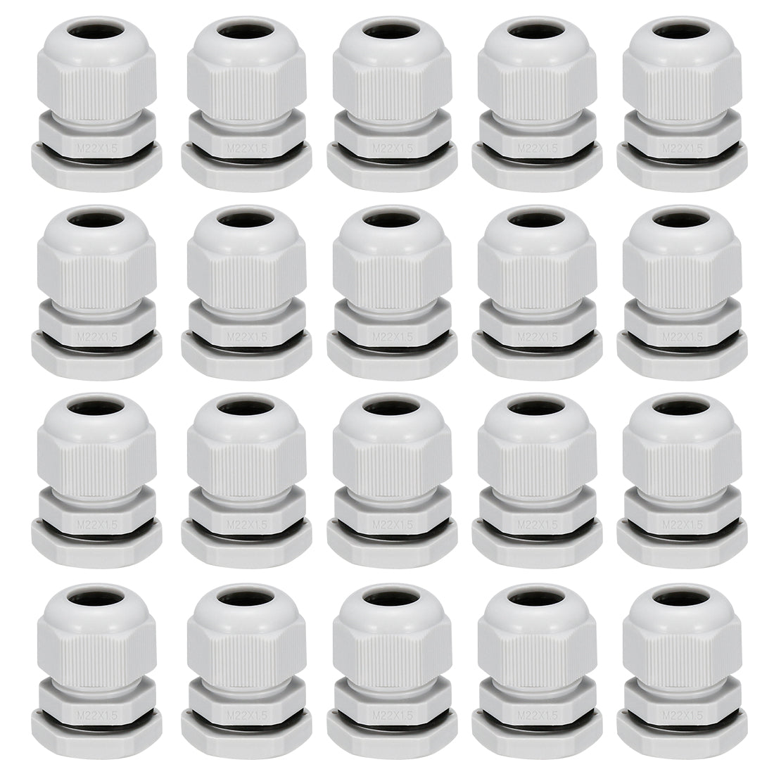 uxcell Uxcell 20Pcs M22 Cable Gland Waterproof Plastic Joint Adjustable Locknut White for 10mm-13mm Dia Cable Wire White