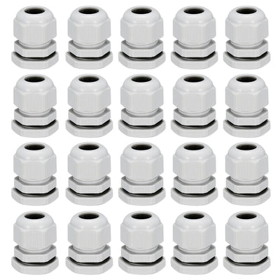 Harfington Uxcell 20Pcs M22 Cable Gland Waterproof Plastic Joint Adjustable Locknut White for 10mm-13mm Dia Cable Wire White