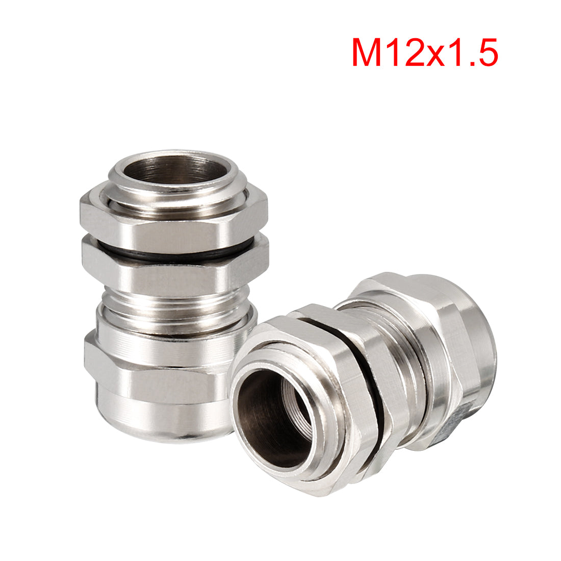 uxcell Uxcell M12 Cable Gland Metal Waterproof Connector Wire Glands Joints for 3mm-6.5mm Dia Range