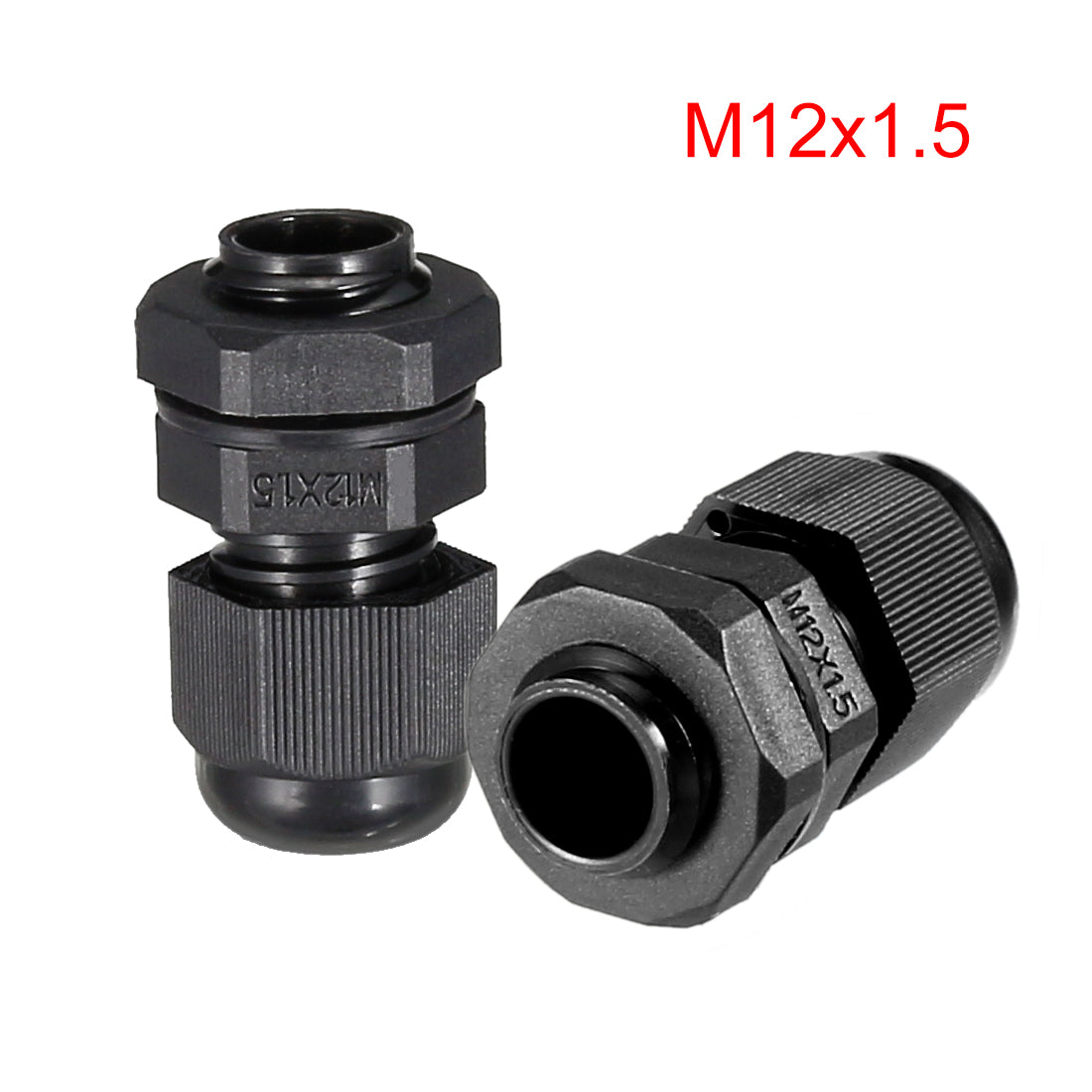 uxcell Uxcell 12Pcs M12 Cable Gland Waterproof Plastic Joint Adjustable Locknut Black for 3mm-6.5mm Dia Cable Wire