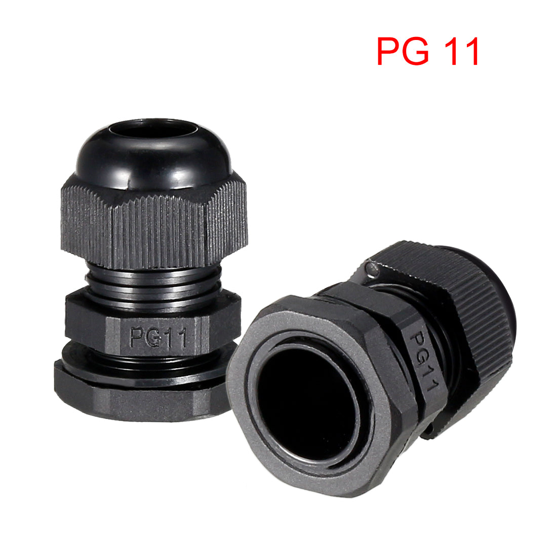 uxcell Uxcell 10Pcs PG11 Cable Gland Waterproof Plastic Joint Adjustable Locknut Black for 5mm-10mm Dia Cable Wire