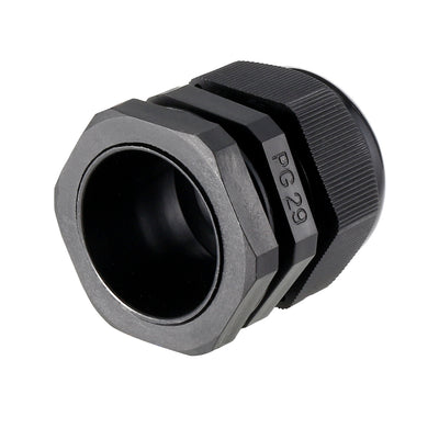 Harfington Uxcell PG29 Cable Gland Waterproof Plastic Joint Adjustable Locknut Black for 18mm-25mm Dia Cable Wire