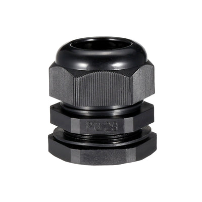 Harfington Uxcell PG29 Cable Gland Waterproof Plastic Joint Adjustable Locknut Black for 18mm-25mm Dia Cable Wire