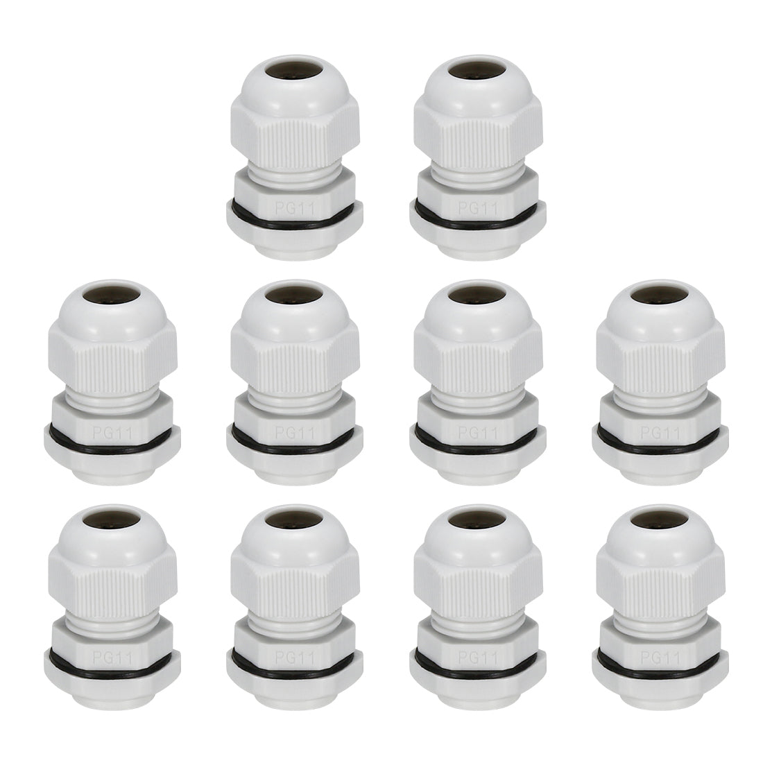 uxcell Uxcell 10Pcs PG11 Cable Gland Waterproof Plastic Joint Adjustable Locknut White for 4mm-9mm Dia Cable Wire