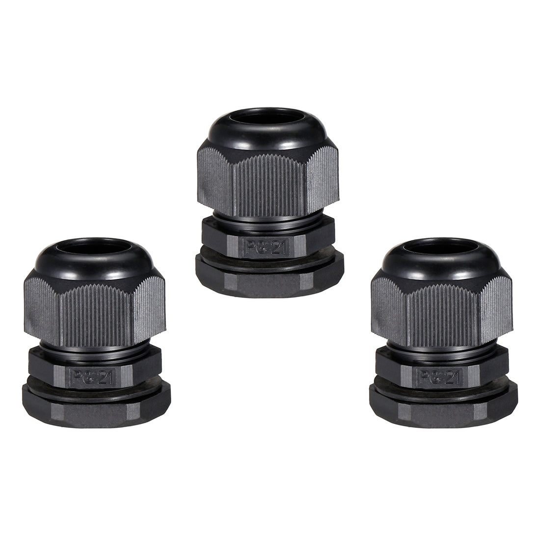 uxcell Uxcell 3Pcs PG21 Cable Gland Waterproof Plastic Joint Adjustable Locknut Black for 13mm-18mm Dia Cable Wire