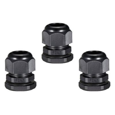 Harfington Uxcell 3Pcs PG21 Cable Gland Waterproof Plastic Joint Adjustable Locknut Black for 13mm-18mm Dia Cable Wire