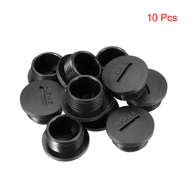 Harfington Uxcell 10pcs M20x1.5mm Nylon Male Threaded Cable Gland Screw End Cap Cover Black