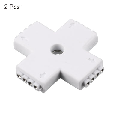 Harfington Uxcell 2 x Cross Shape  4P 10mm (5050) LED Light Strip Connector Extension for LED Strip Light