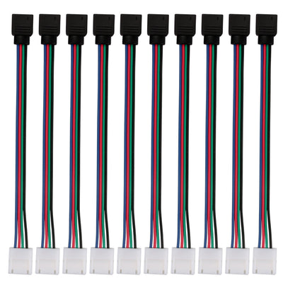 Harfington Uxcell 10pcs 4 Pin Conductor LED RGB Strip Light Connector 10mm Wide Strip to Controller Jumper for 5050 LED Strip light