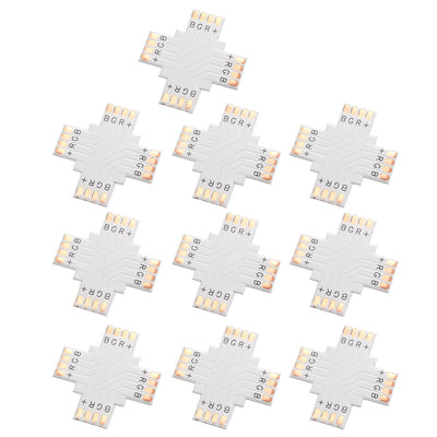 Harfington Uxcell 10 Sets Kreuz Form 4 Stift Streifen Verbinder für 5050(10mm) PCB Streife