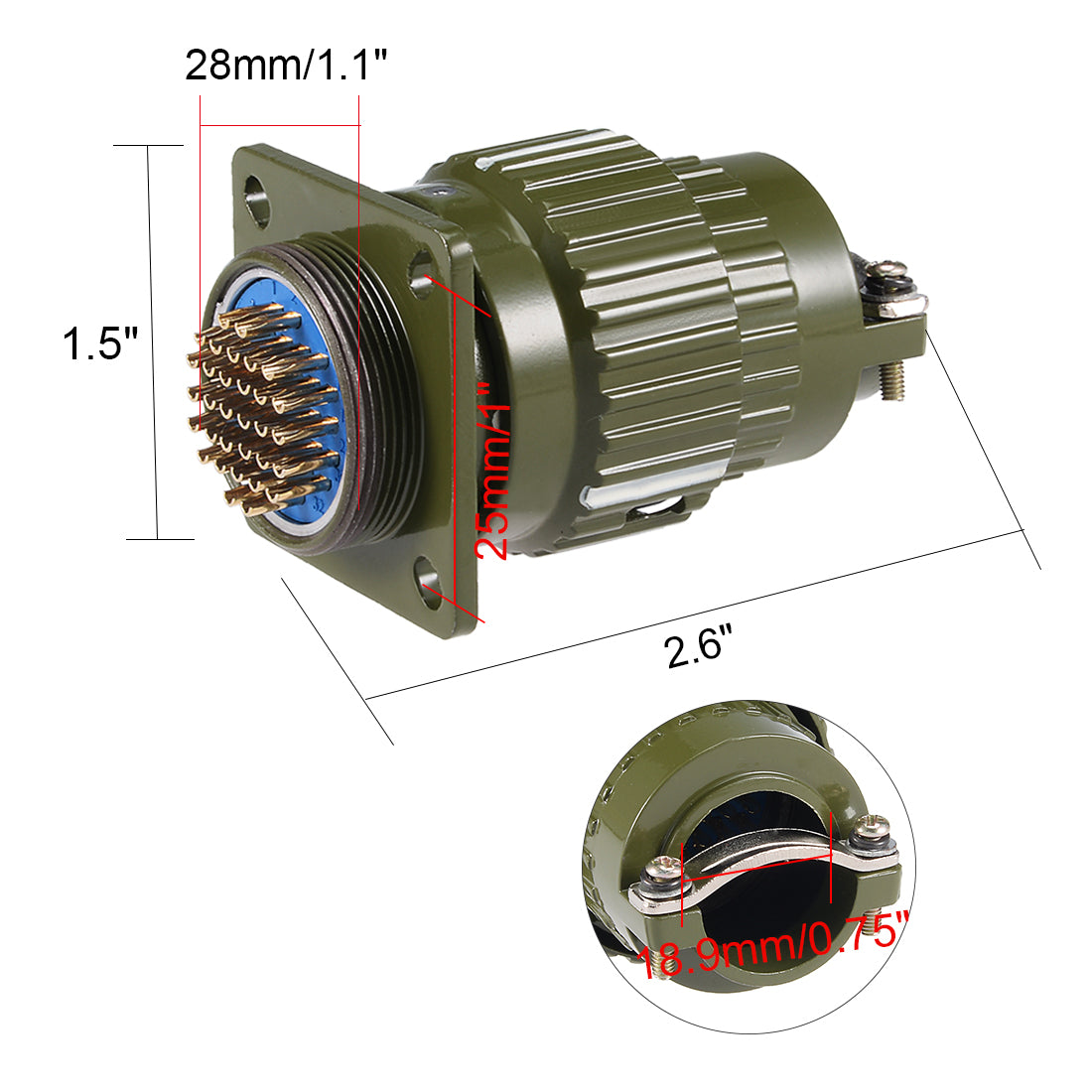 uxcell Uxcell Aviation Connector, 28mm 32P 5A Waterproof Male Wire Panel Power Chassis Metal Fittings Connector Aviation Silver Tone