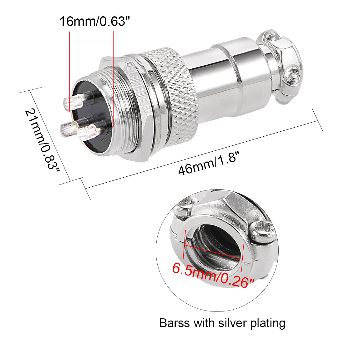 uxcell Uxcell 16mm 3P 7A 125V GX16-3 Waterproof Male Wire Panel Power Chassis Metal Fittings Connector Aviation Silver Tone 5Pcs