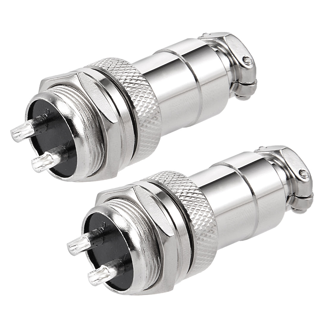 uxcell Uxcell 2pcs Aviation Connector 16mm 2P 7A 125V GX16-2 Waterproof Male Wire Panel Power Chassis Metal Fittings Connector Aviation Silver Tone