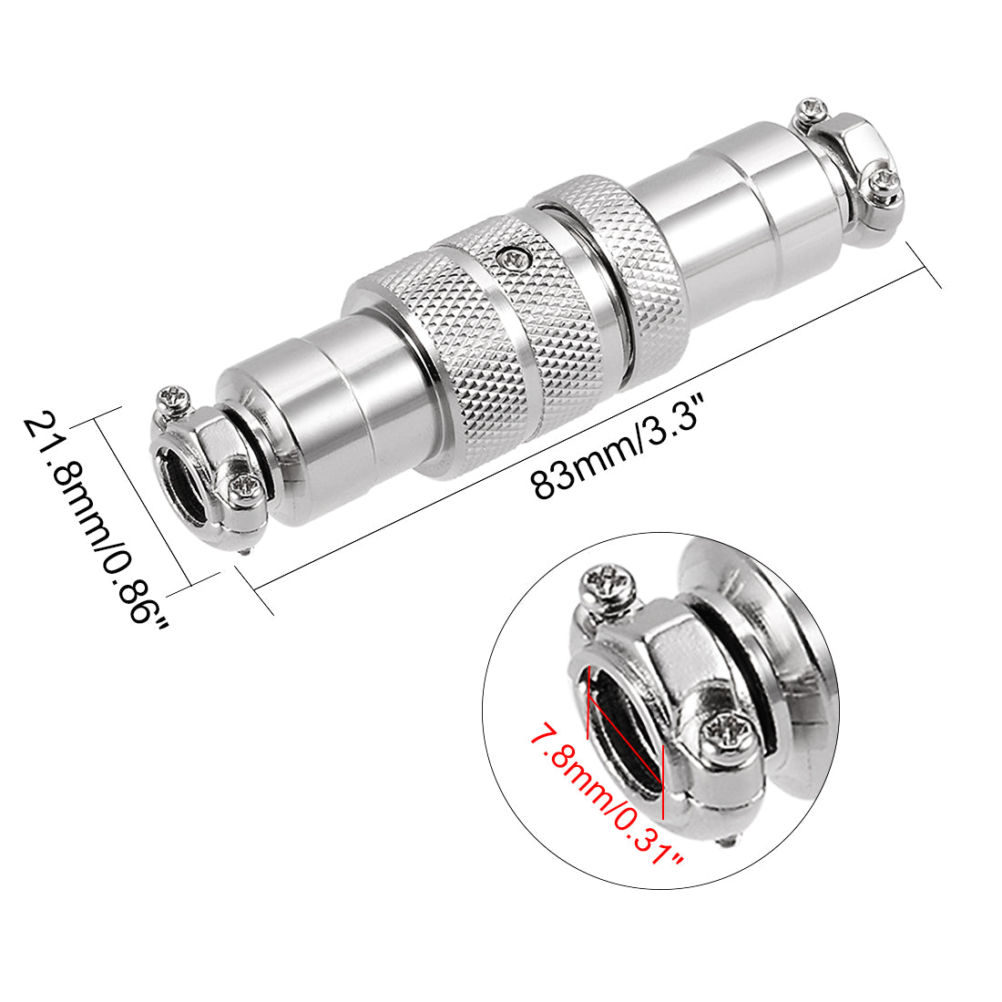 uxcell Uxcell Aviation Connector, 20mm 4P 10A 250V GX20-4 Waterproof Male Wire Panel Power Chassis Metal Fittings Connector Aviation Silver Tone