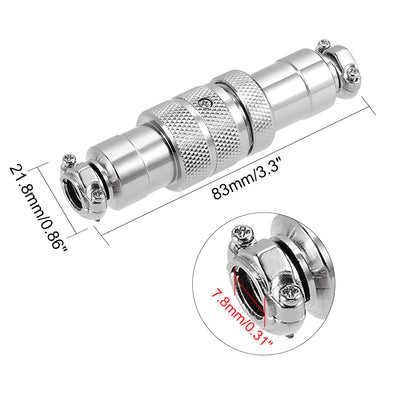 Harfington Uxcell Aviation Connector, 20mm 4P 10A 250V GX20-4 Waterproof Male Wire Panel Power Chassis Metal Fittings Connector Aviation Silver Tone