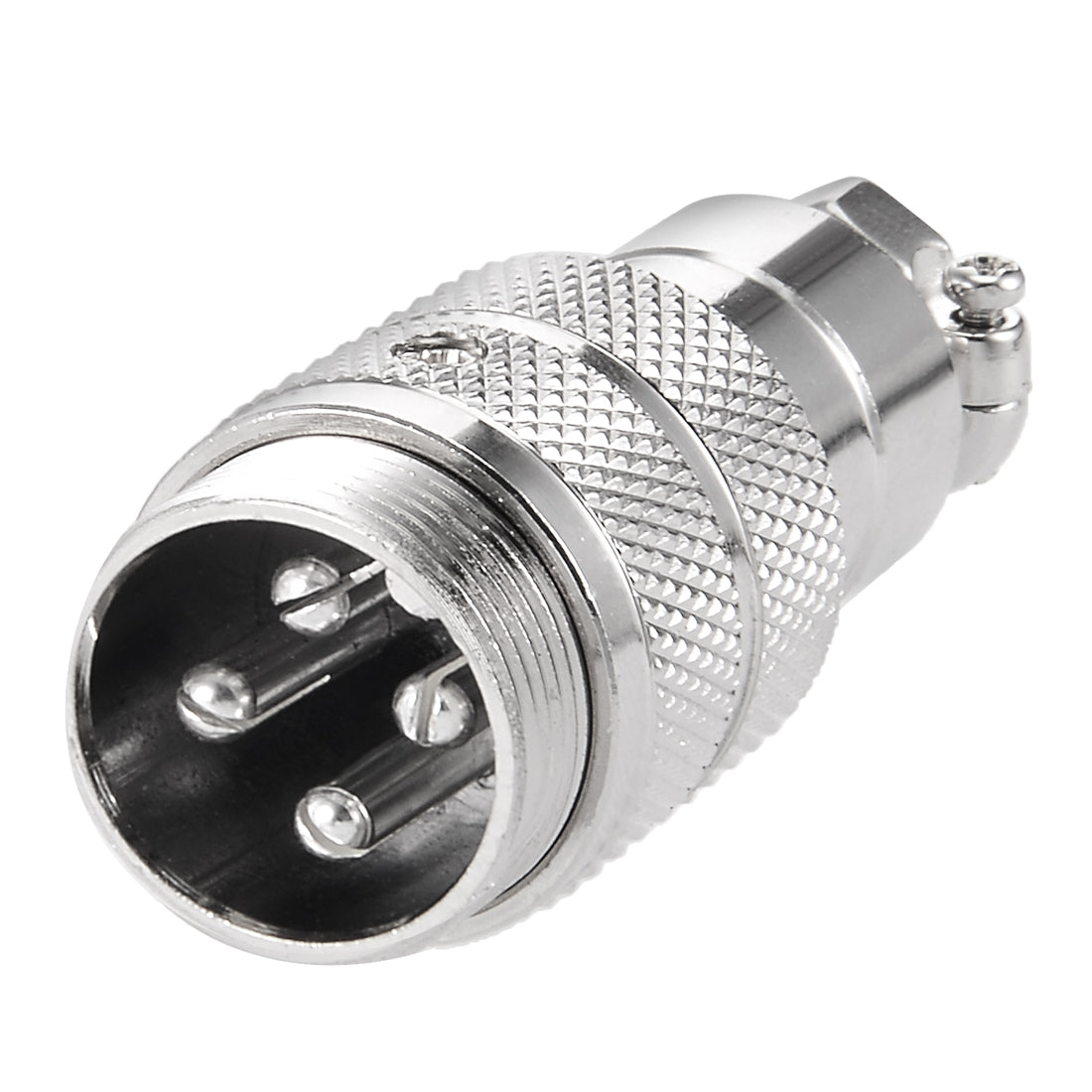 uxcell Uxcell Aviation Connector, 16mm 4Terminals 5A 125V GX16-4 Waterproof Male Wire Panel Power Chassis Metal Fittings Connector Aviation Silver Tone