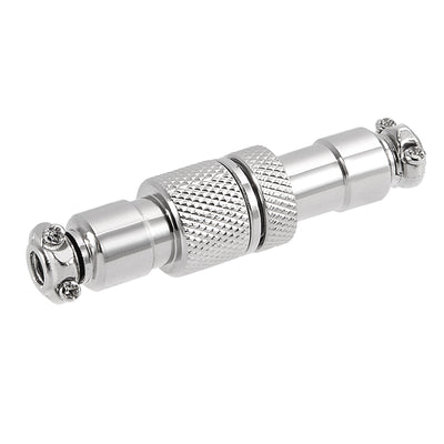 Harfington Uxcell Aviation Connector, 12mm 2Terminals 7A 125V GX12-2 Waterproof Female/Male Wire Panel Power Chassis Metal Fittings Connector Aviation Silver Tone