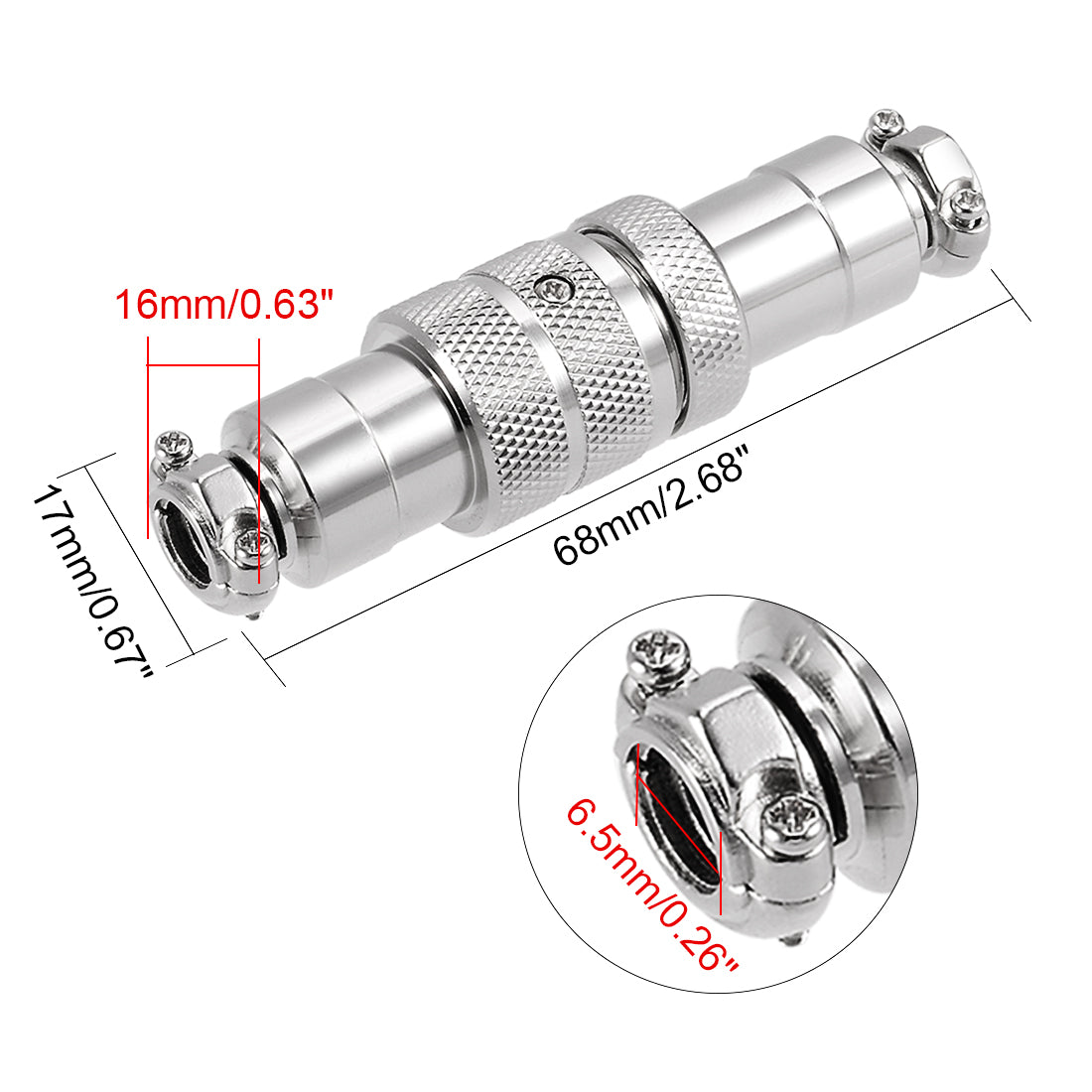 uxcell Uxcell Aviation Connector, 16mm 3Terminals 7A 125V GX16-3 Waterproof Male Wire Panel Power Chassis Metal Fittings Connector Aviation Silver Tone