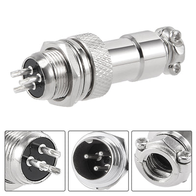 Harfington Uxcell Aviation Connector, 12mm 3P 7A 125V GX12-3 Waterproof Male Wire Panel Power Chassis Metal Fittings Connector Aviation Silver Tone