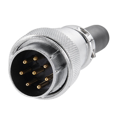 Harfington Uxcell Aviation Connector, 29.5mm 8P 25A 500V KC28-8 Waterproof Male Wire Panel Power Chassis Metal Fittings Connector Aviation Silver Tone