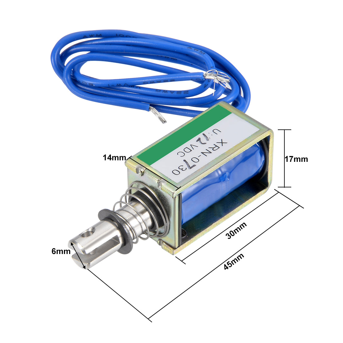 uxcell Uxcell XRN-0730 DC 12V 10N 10mm Pull Type Open Frame Solenoid Electromagnet