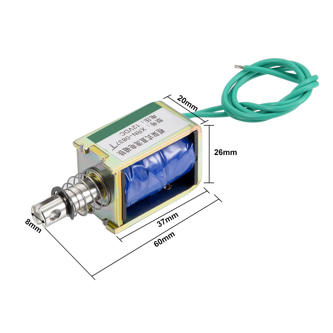 uxcell Uxcell XRN-0837T DC 12V 15N 10mm Push Pull Type Open Frame Solenoid Electromagnet