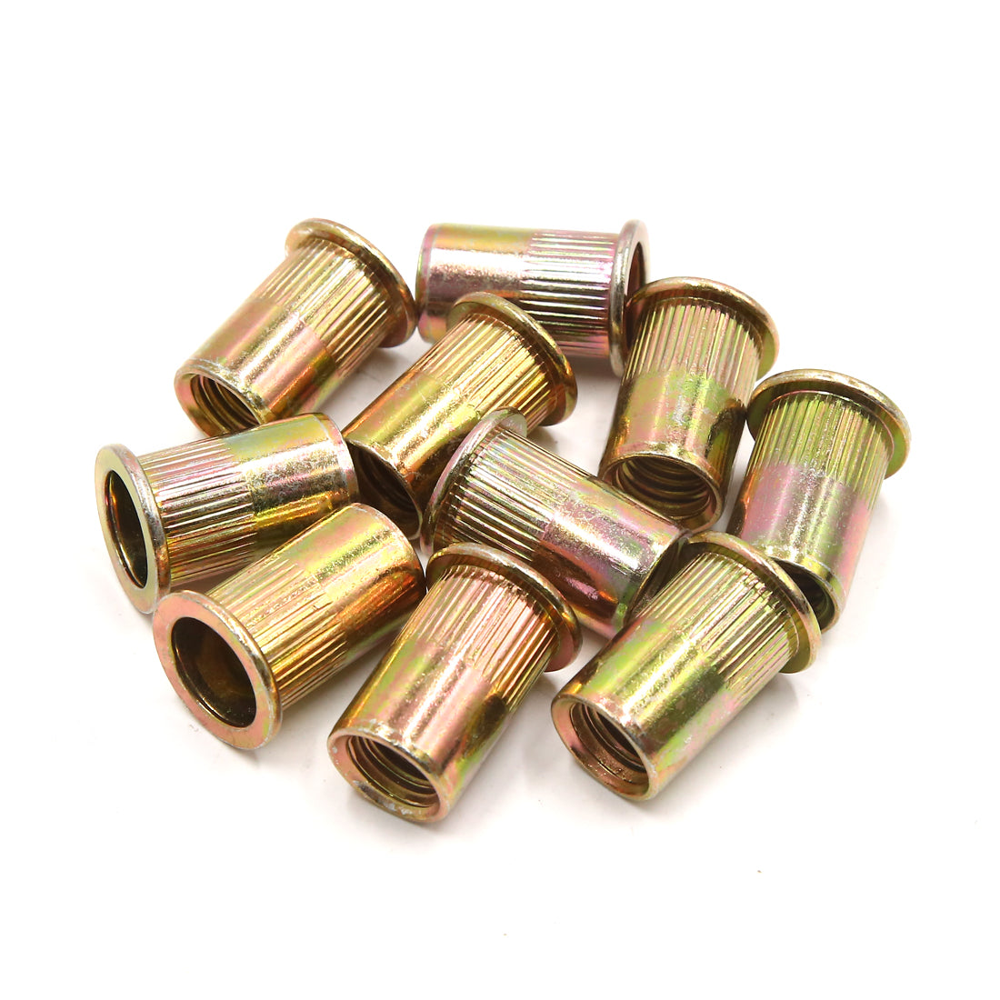 uxcell Uxcell 10Pcs 1/2-13 UNC Car Flat Head Rivet Nut Insert  Bronze Tone