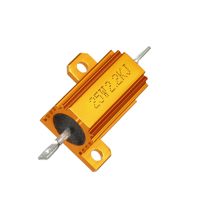 Harfington Uxcell 25W 2.2k Ohm 5% Aluminum Housing Resistor Screw  Chassis Mounted Aluminum Case Wirewound Resistor Load Resistors Gold Tone 2 pcs