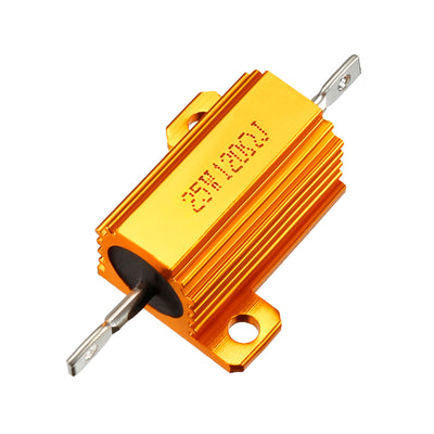 Harfington Uxcell 25W 120 Ohm 5% Aluminum Housing Resistor Screw  Chassis Mounted Aluminum Case Wirewound Resistor Load Resistors Gold Tone 1 pcs