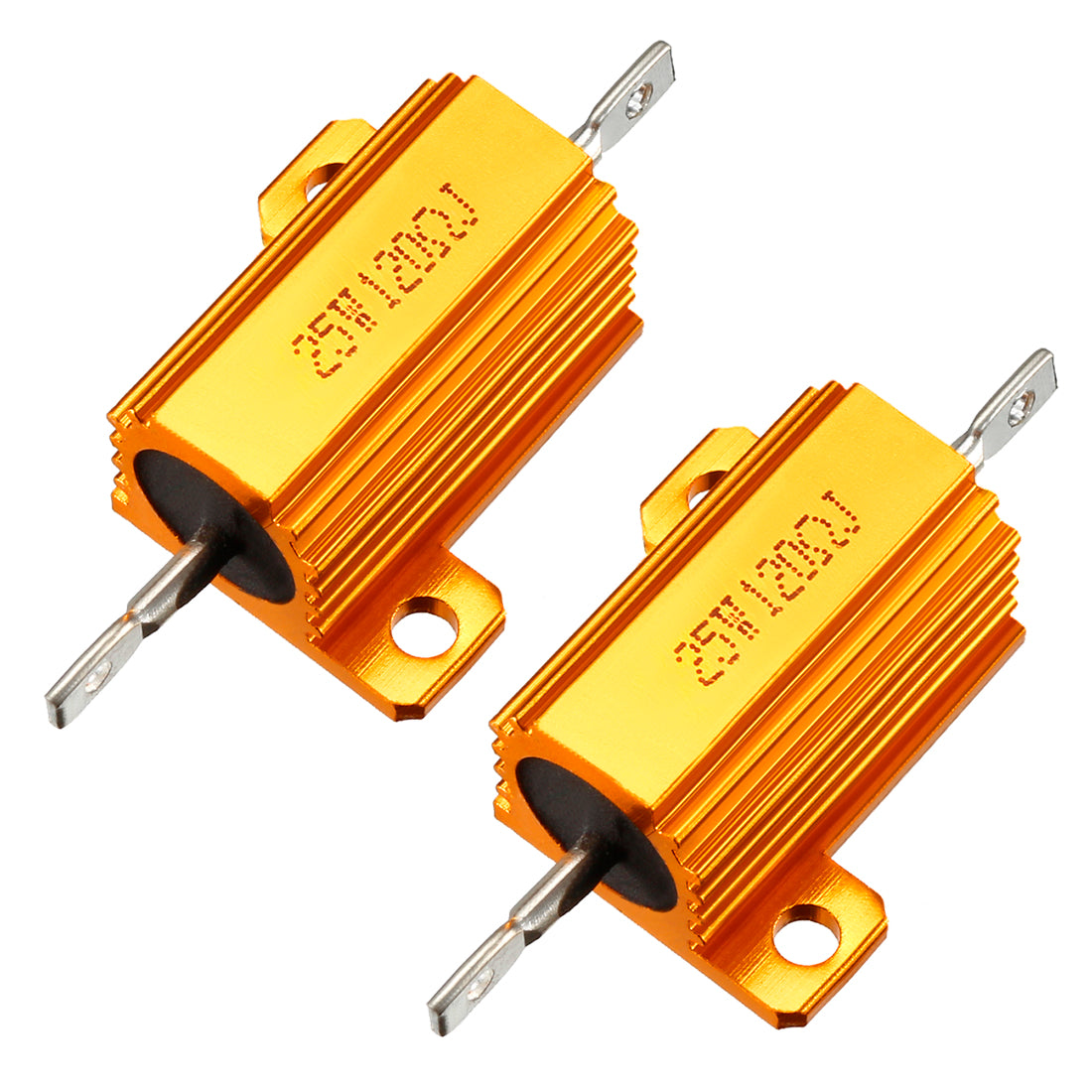 uxcell Uxcell 25W 120 Ohm 5% Aluminum Housing Resistor Screw  Chassis Mounted Aluminum Case Wirewound Resistor Load Resistors Gold Tone 2 pcs