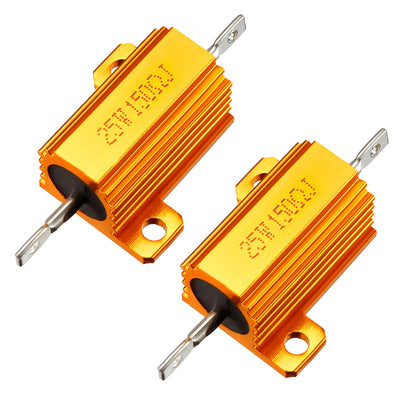 Harfington Uxcell 25W 150 Ohm 5% Aluminum Housing Resistor Screw  Chassis Mounted Aluminum Case Wirewound Resistor Load Resistors Gold Tone 2 pcs