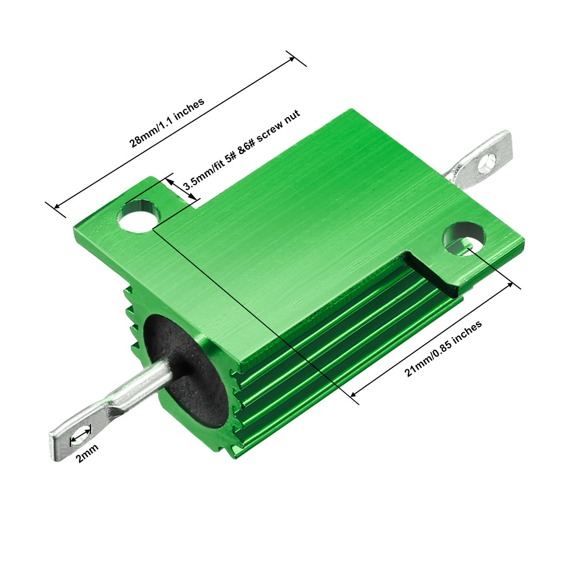 uxcell Uxcell 25W 33 Ohm 5% Aluminum Housing Resistor Screw  Chassis Mounted Aluminum Case Wirewound Resistor Load Resistors Green 1 pcs