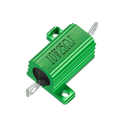 Harfington Uxcell Aluminum Case Resistor 10W 25 Ohm Green Wirewound for LED Converter with Rod Post 10W25RJ