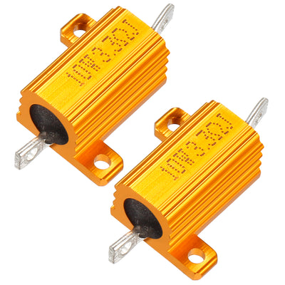 Harfington Uxcell 2 Pcs Aluminum Case Resistor 10W 3.3 Ohm Wirewound for LED Converter with Rod Post 10W3.3RJ