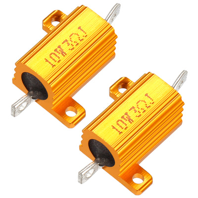 Harfington Uxcell 2 Pcs Aluminum Case Resistor 10W 3 Ohm Wirewound for LED Converter with Rod Post 10W3RJ