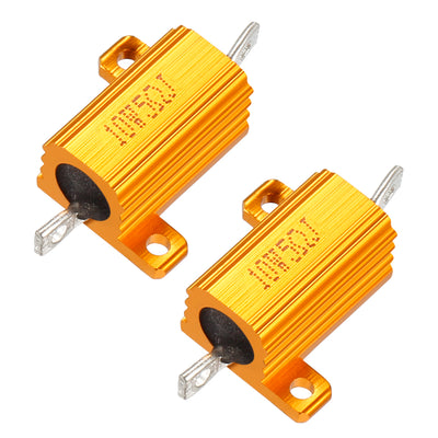 Harfington Uxcell 2 Pcs Aluminum Case Resistor 10W 5 Ohm Wirewound for LED Converter with Rod Post 10W5RJ