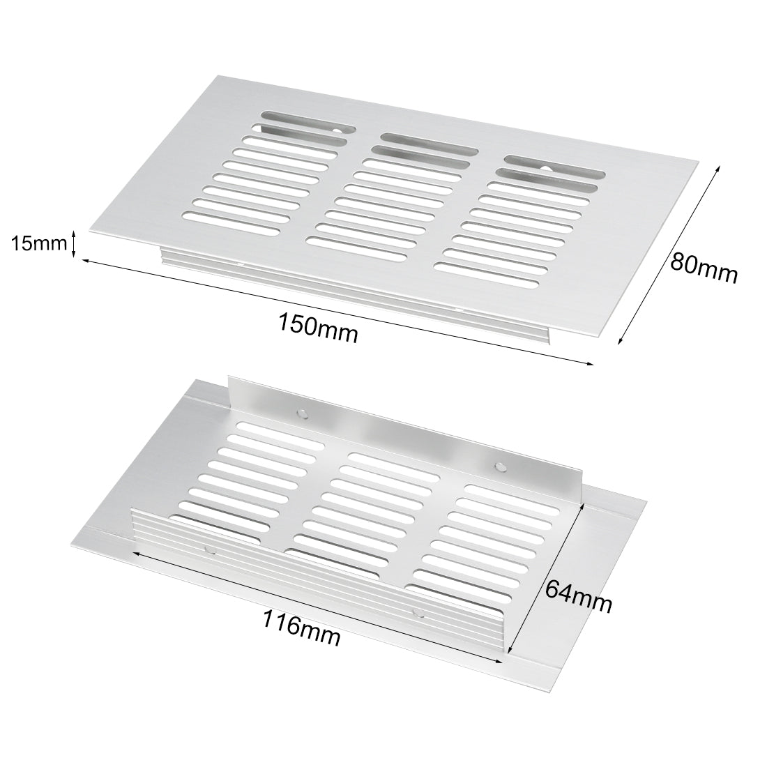 uxcell Uxcell 150mmx80mm, Ventilation Grille, Aluminum Alloy Air Vent Louvered Grill Cover 2pcs