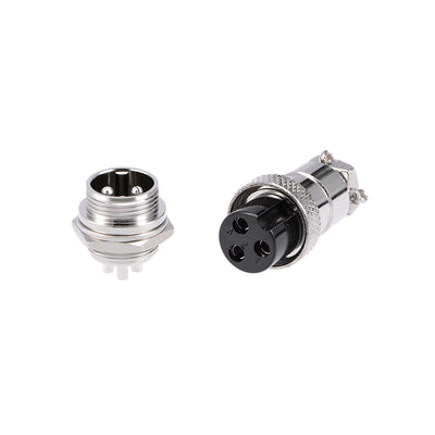 Harfington Uxcell Aviation Connector, 16mm 3P 7A 250V GX16 Waterproof Male Wire Panel Power Chassis Metal Fittings Connector Aviation Silver Tone