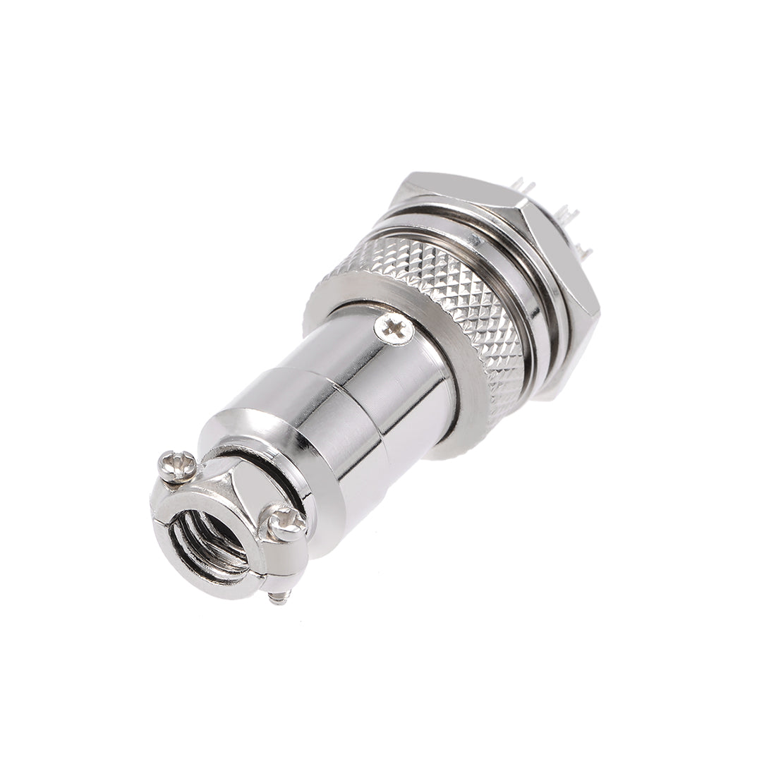 uxcell Uxcell Aviation Connector, 16mm 3P 7A 250V GX16 Waterproof Male Wire Panel Power Chassis Metal Fittings Connector Aviation Silver Tone